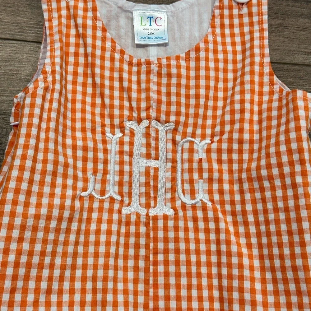 Excellent condition Orange Gingham Long Pant Jon Jons 24 Month Initials JCH